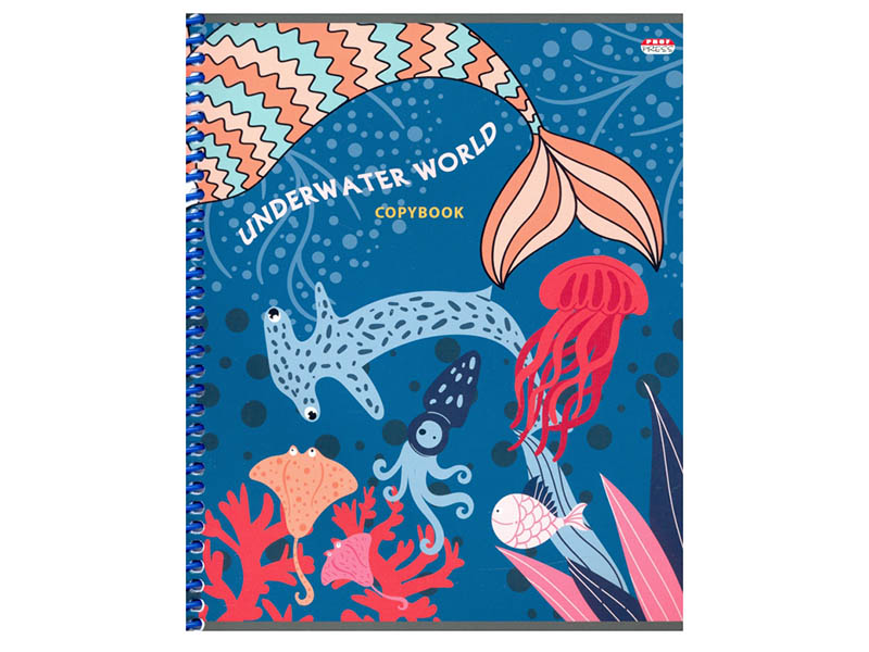 Тетрадь 48 л. Подводное царство, клетка, цв. спираль. 48-6147