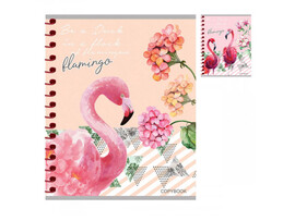 Тетрадь 48 л. Фламинго и цветы, клетка, цв. спираль. 48-5733