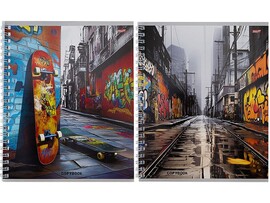 Тетрадь 48 л. Город и граффити, клетка, гребень. 48-8349