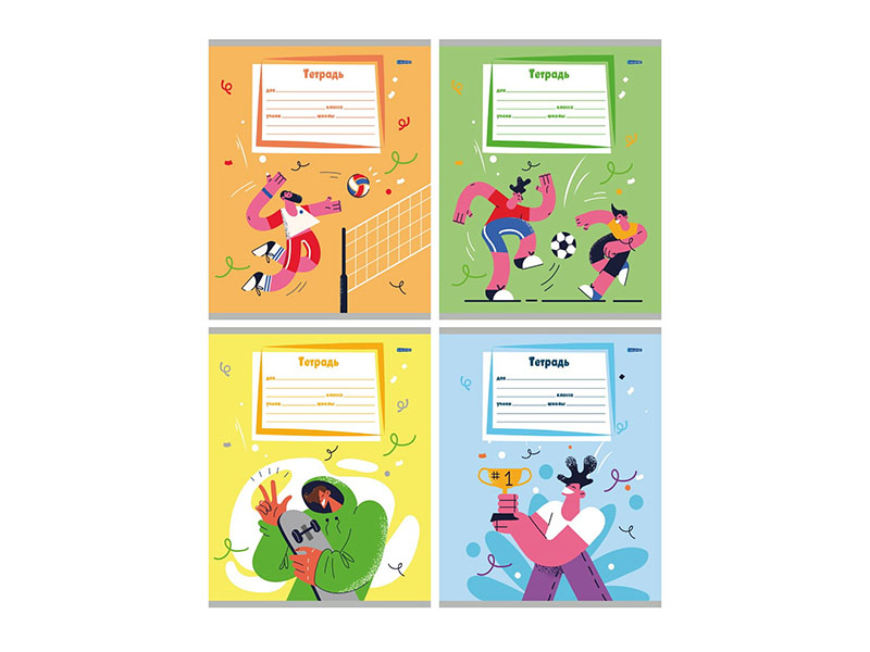 Тетрадь 12 л. Крутые спортсмены, клетка, цв. мел. обл. 12-5369