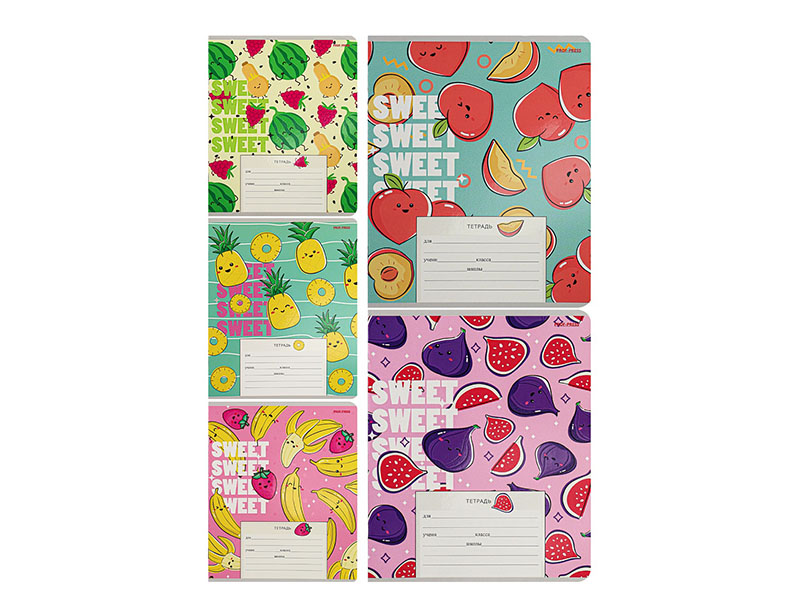 Тетрадь 12 л. Фруктово-ягодное настроение, доп. косая линия. 12-8979