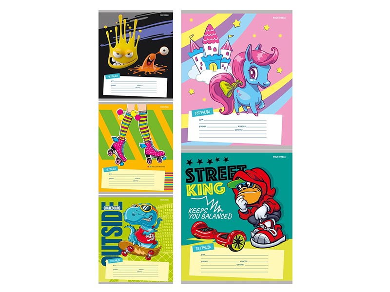 Тетрадь 18 л. Микс рисунков, клетка, цв. мел. обл. Т18-2364