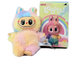 Игрушка-подвеска "Лабубу радужный" сюрприз (мех) 16 см в кор.
