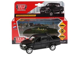 Машина металл. UAZ Pickup 12 см, откр. дв., багаж., инерц., черный, кор. Технопарк