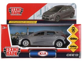 Машина металл. KIA Ceed 12 см, двери, багаж., инерц., серый, в кор. Технопарк