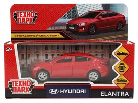 Машина металл. Hyundai Elantra 12 см, двери, багаж., инерц., красный, кор. Технопарк