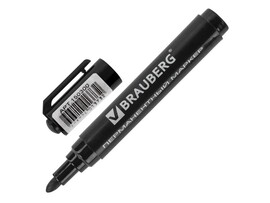 Маркер перманентный BRAUBERG "Classic" круглый 3 мм ЧЕРНЫЙ (10шт/уп) доставка оптом в Донецк