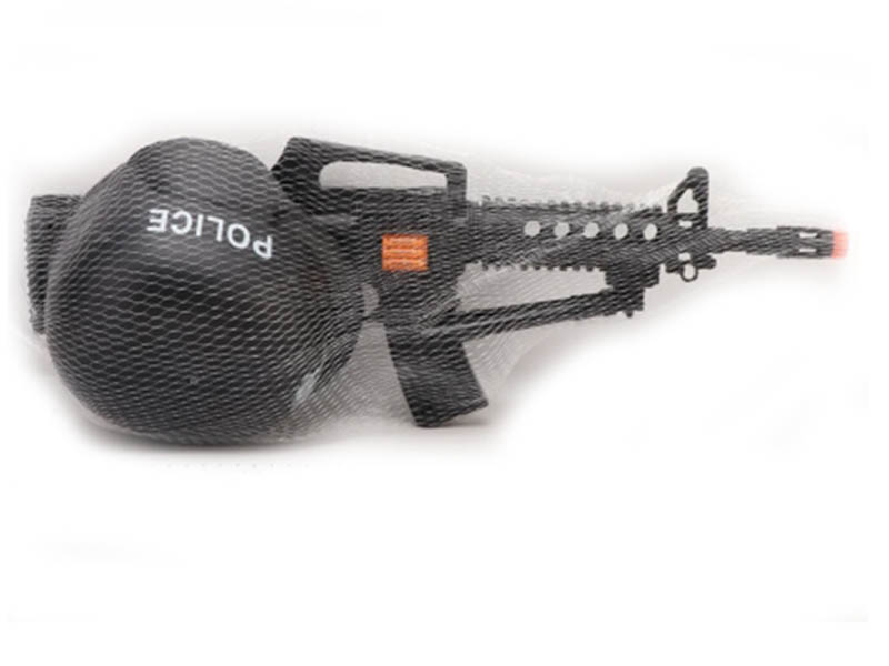 Набор "Полиция": автомат-трещотка, каска, 24х20 см в сетке. 2201Y0007