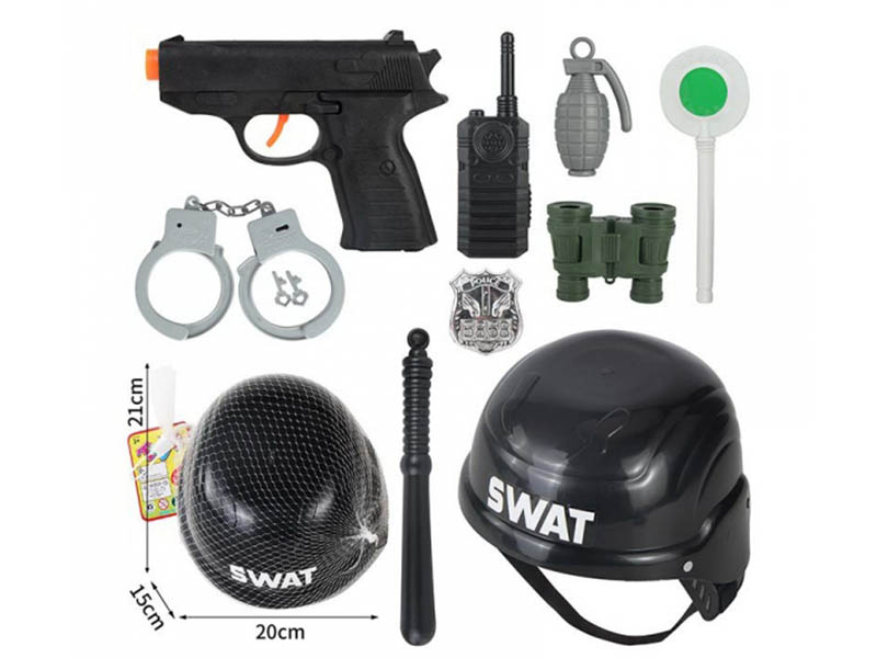 Набор "Спецназ": пистолет, каска, аксесс., в сетке. L239-H40470