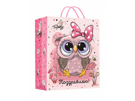 Пакет подар. глянц. лам. Поздравляю. Сова, 45*34 см. P2SXL-113317-HB