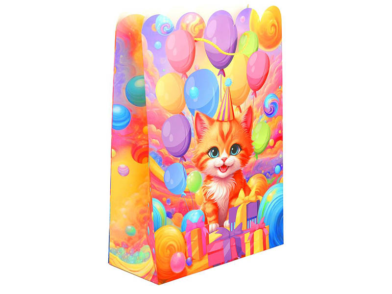 Пакет подар. С ДР. Котенок, 26*18 см, вырубка. PTM-114610-UN