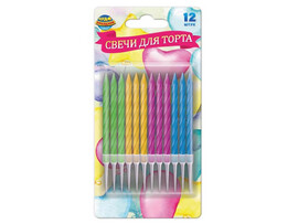 Свечи д/торта "Четыре цвета" 12 шт., с держат., блист. СС12-113348-C