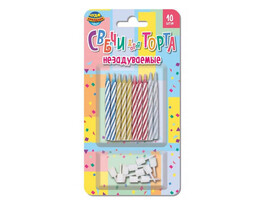 Свечи д/торта незадуваемые 10 шт., с держат., блист. MC-129171-HB8