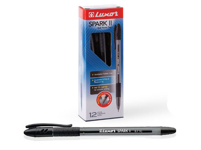 Ручка шар. "Spark II" черная, 0.7 мм, грип (кратно 12)