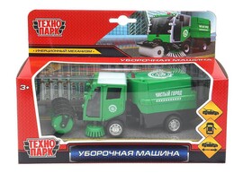 Машина металл. Уборочная машина 15,5 см, дв., багаж, зелен, кор. Технопарк