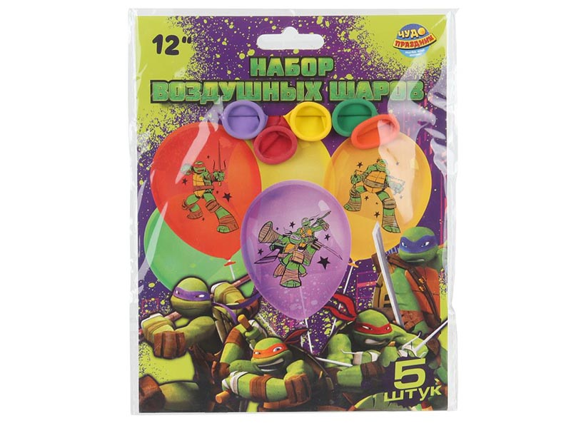 Набор шаров "Черепашки Ниндзя" 5 шт., цв. принт (12"/30 см)