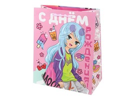 Пакет подар. мат. лам. День рождения. Аниме, 33х45 см. PXL-113307-ANM