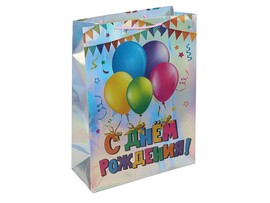 Пакет подар. С Днем Рождения 34х45 см, голография. PGXL-113314-HB