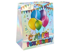 Пакет подар. С Днем Рождения 26х33 см, голография. PGL-113300-HB