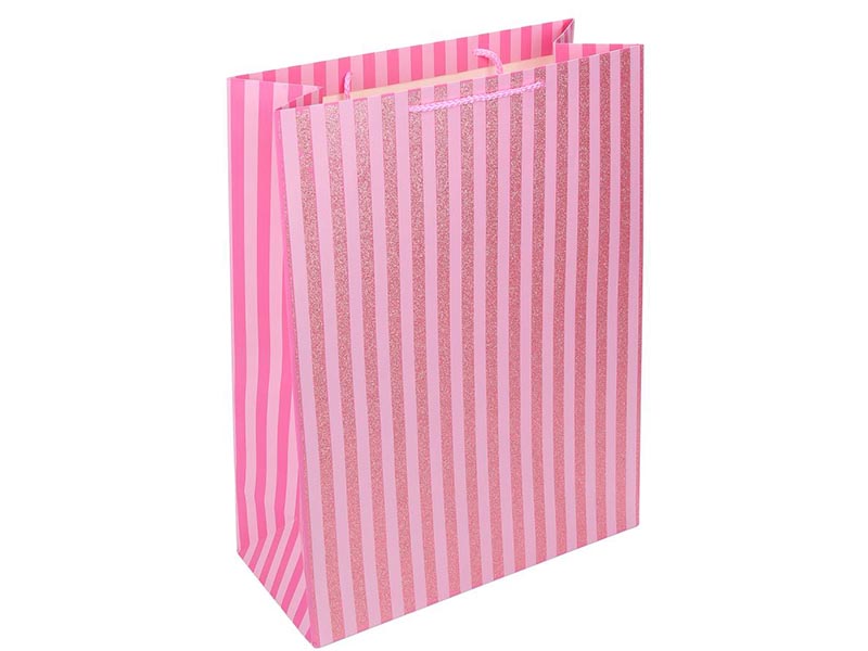 Пакет подар. Полоска 33х45 см, глиттер. PGXL-06-PN