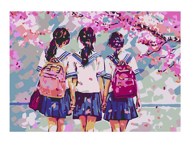 Донецк игрушка оптом Картина на картоне с красками 20х28,5 см по номерам. ШКОЛЬНЫЕ ДНИ