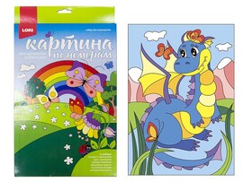 Картина на картоне с красками 20х28,5 см по номерам. ОЗОРНОЙ ДРАКОНЧИК доставка оптом в Донецк