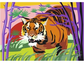 Картина на картоне с красками 20*28,5 см по номерам. Гордый тигр доставка оптом в Донецк