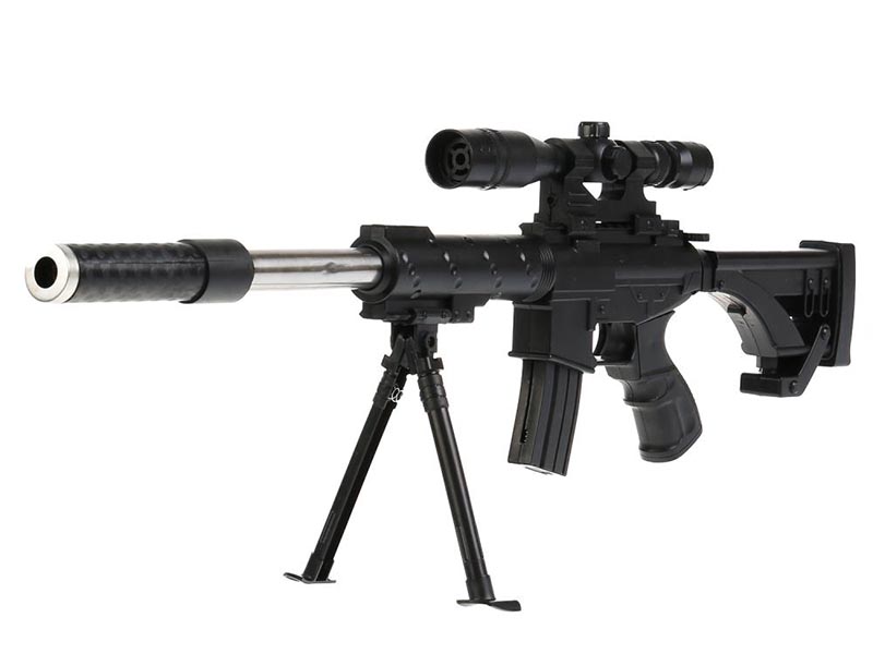 Автомат 74 см, лаз. прицел, съем. магазин, стр. пульками, в пак. 100001928