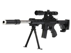 Автомат 74 см, лаз. прицел, съем. магазин, стр. пульками, в пак. 100001928