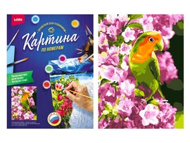 Картина на картоне с красками 28,5х38 см по номерам. Весенний попугайчик доставка оптом в Донецк