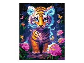 Картина на картоне с красками 40х50 см по номерам. Тигрёнок доставка оптом в Донецк