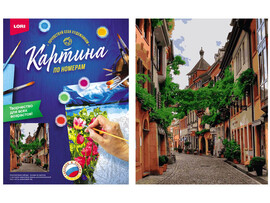 Картина на картоне с красками 40х50 см по номерам. Летняя улица доставка оптом в Донецк