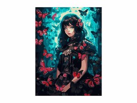 Картина на картоне с красками 28,5х38 см по номерам. Девушка с бабочками доставка оптом в Донецк
