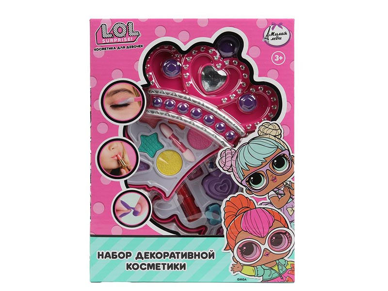 Набор косметики "Куколки": тени, помада, лак, 25х19 см в кор.