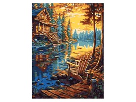 Картина на картоне с красками 28,5х38 см по номерам. Дом в тайге доставка оптом в Донецк
