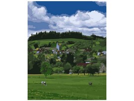 Картина на картоне с красками 40х50 см по номерам. Летнее настроение доставка оптом в Донецк