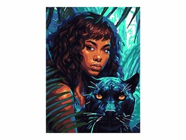 Картина на картоне с красками 28,5х38 см по номерам. Девушка с пантерой доставка оптом в Донецк