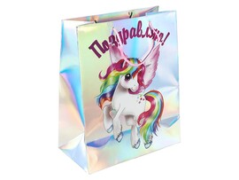 Пакет подар. Единорог 26х32 см, голография. PGL-113301-U