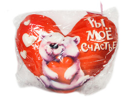 Подушка-игрушка Сердце Мишка 32х25см HRT-006 доставка оптом в Донецк