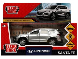 4680107969286 Машина металл HYUNDAI длина 12 см, двер, багаж, инер, серебрист Технопарк в кор.2*36шт SANTAFE2-12-SR доставка оптом в Донецк