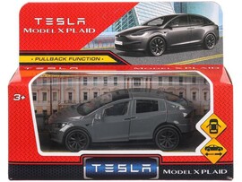 4630395030991 Машина металл tesla model x plaid 12 см, двери, серебр, кор. Технопарк в кор.2*36шт MODELX-12-GY-WOD доставка оптом в Донецк
