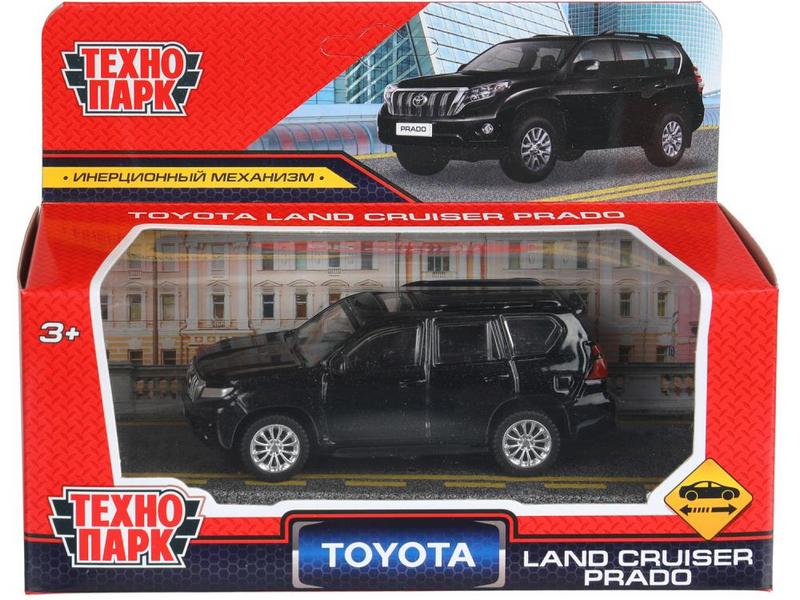 Донецк игрушка оптом 4630395043373 Машина металл TOYOTA LAND CRUISER PRADO длина 10,5 см, инерц, черный, в кор. Технопарк в кор.2*36шт PRADO-11-BK