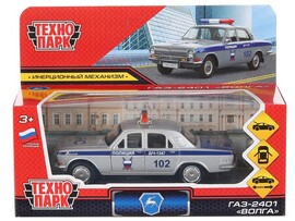 4690590210895 Машина металл ГАЗ-2401 ВОЛГА ПОЛИЦИЯ 12 см, двери, багаж, серебристый, кор. Технопарк в кор.2*36шт 2401-12POL-SR доставка оптом в Донецк