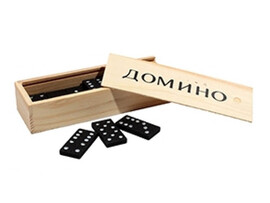 Домино (пласт. фишки) 14*5 см в дерев. кор. 3231