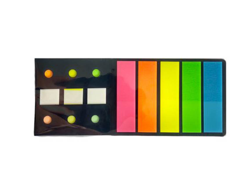 Закладки пласт. самокл. 5 цв. 12х45 мм, 3 белые с цв. краем