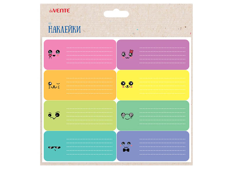 Наклейки для тетрадей "School" 40x96 мм, 8 шт., в пак. 8066518