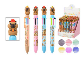 Ручка 6-ти цветная "Капибара" 0.5 мм, резин. након.