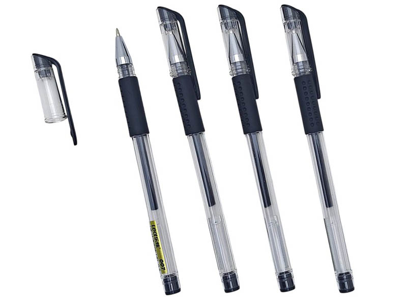 Ручка гел. "007" 0.5 мм, прозр. корп., черная (кратно 12)