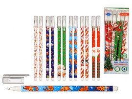 Ручка шар. "Новогодняя" 0.5 мм, ассорти, синяя (кратно 12)