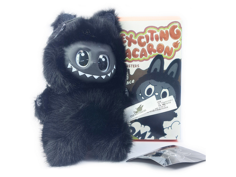 Игрушка-подвеска "Лабубу черный" сюрприз (мех) 16 см в кор.